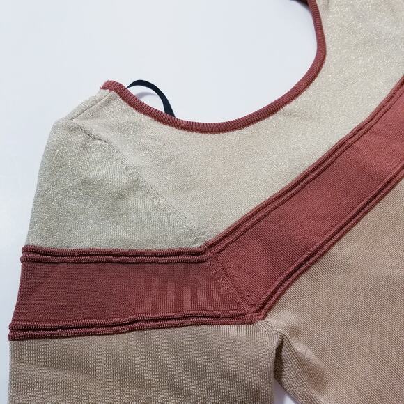 Bebe Shimmer Striped Knit Bodycon Mini Dress - Picture 3 of 11